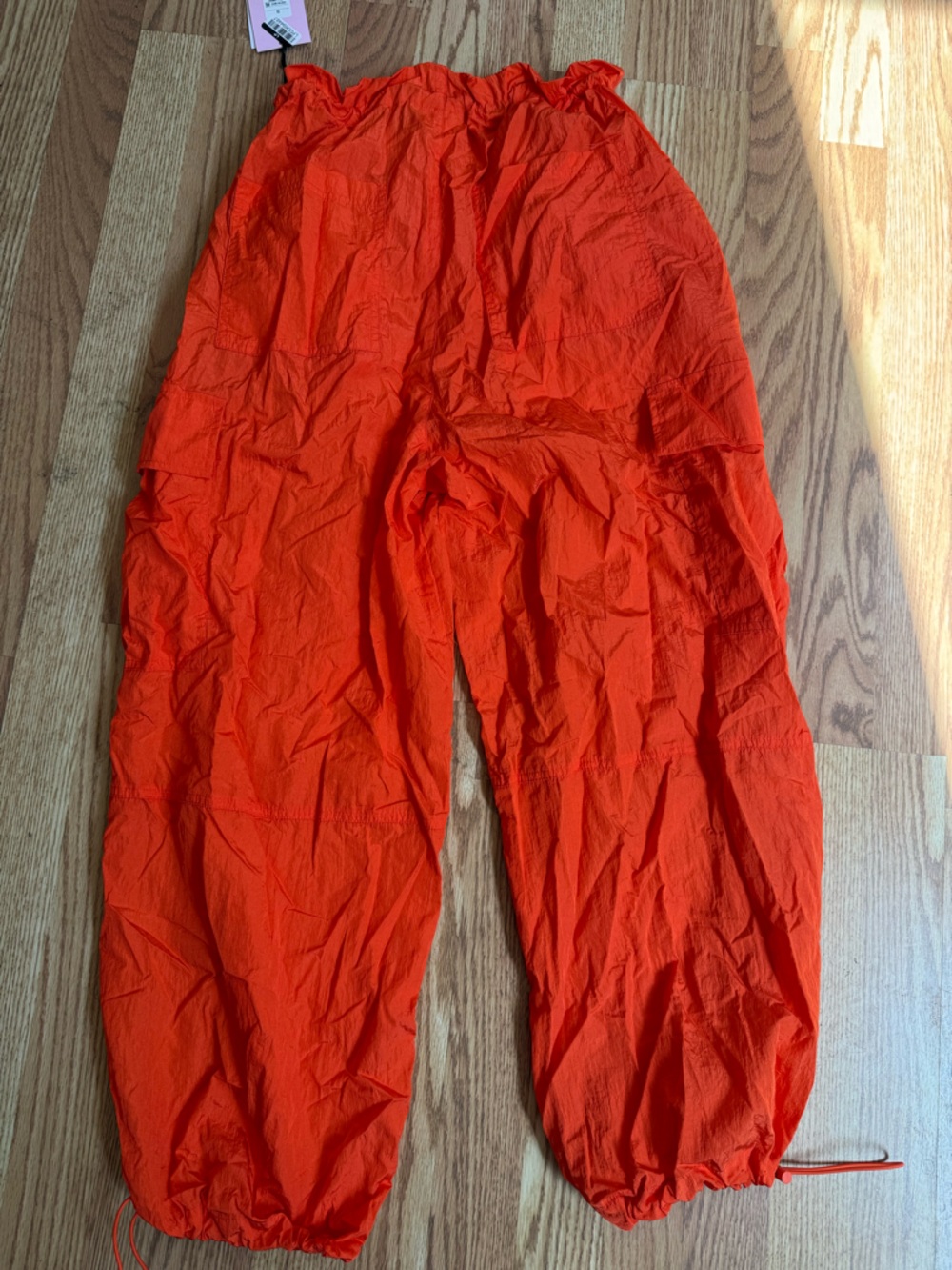 Wide Leg Drawstring Cargo Pants - Orange - Picture 7 of 8